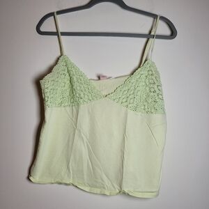 Victoria's Secret  Rochet Lace Trim Pajamas Set Large Y2K Green Drawstring